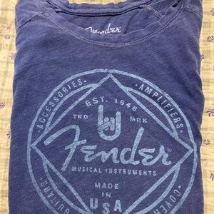 Fender Lucky Brand size L v neck blue shirt